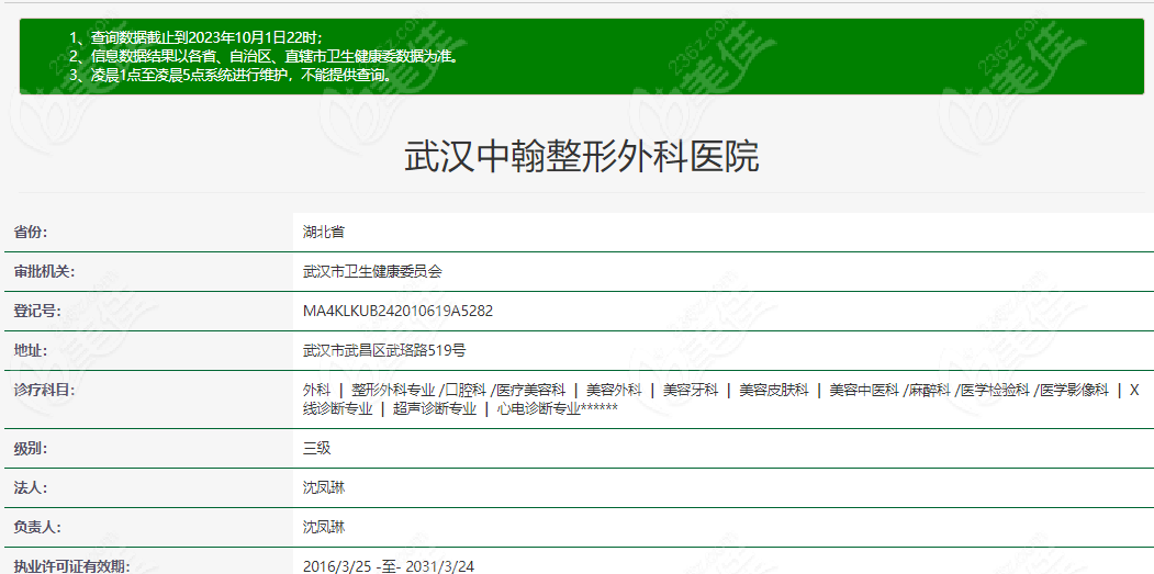 武汉中翰整形外科医院资质